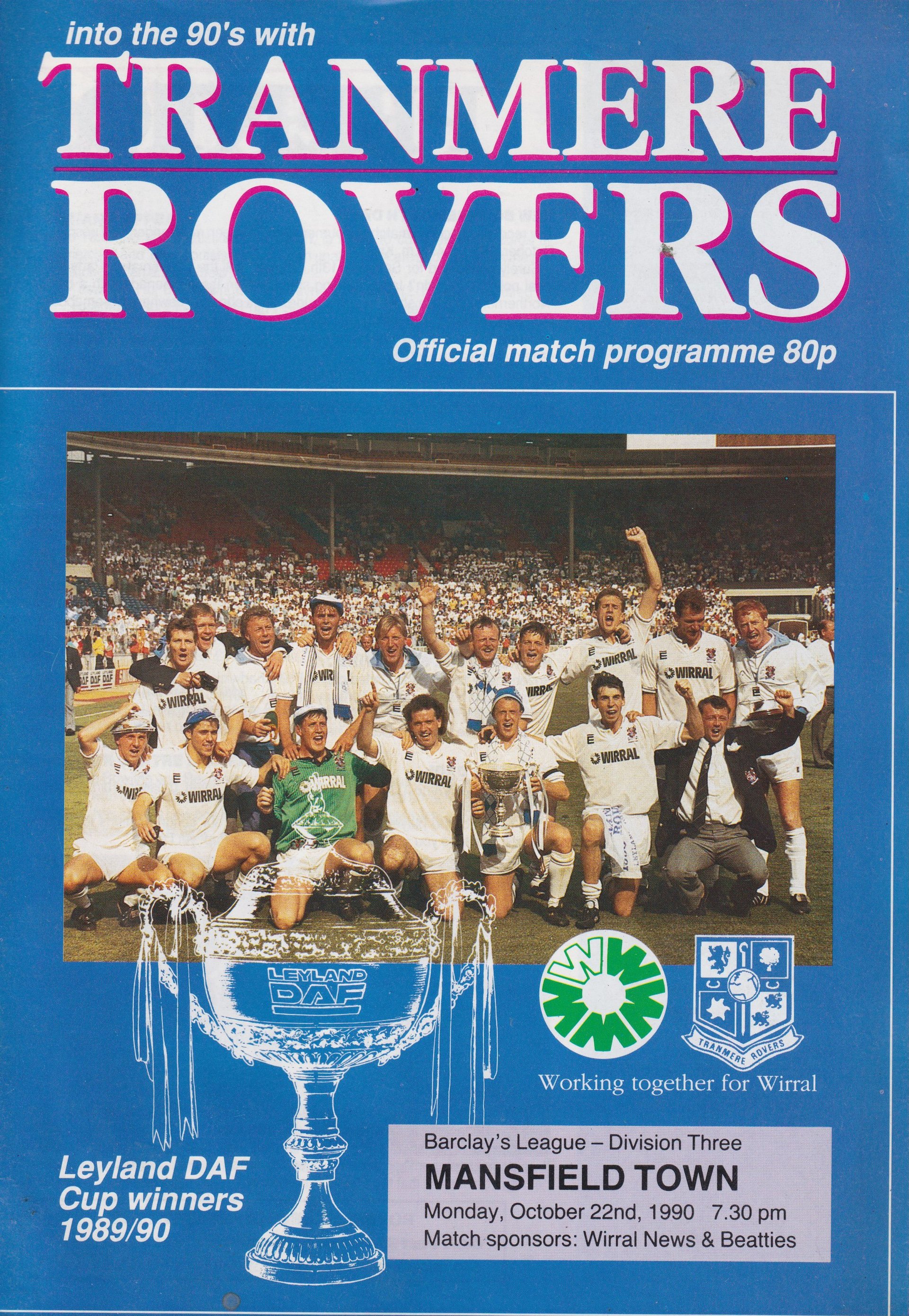 Tranmere Rovers v Mansfield Town match programme